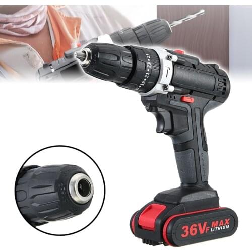 Multi-function Electric Hammer Impact Drill With Battery 36V Rechargeable 2 Speed Wireless Screwdriver Drill Cordless Drill Tool