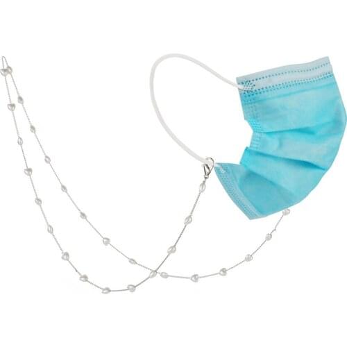 Fashion Mask Chain Holder with Heart Pearl Lanyard Glasses Chains Strap Mask for Face Women