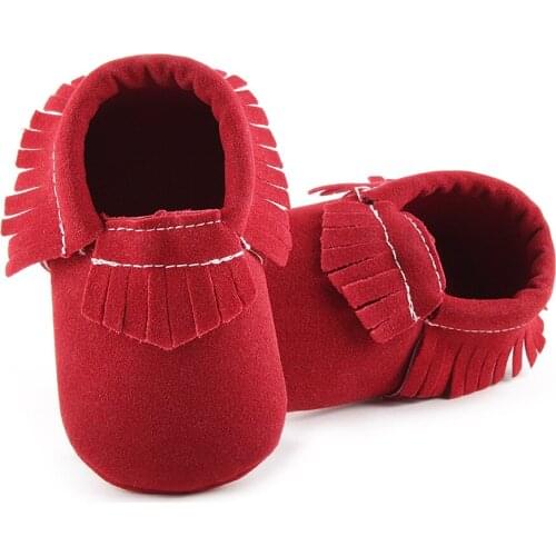 DOGEEK Spring Newborn PU Suede Leather Shoes Baby Boys Girls Baby Moccasins Soft Shoes Fringe Soft Soled Non-slip Crib Shoe