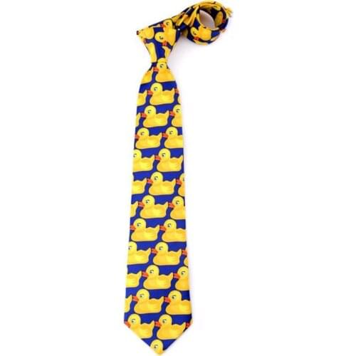 Men Women Funny Yellow Duck Printed Necktie Imitation Silk Cosplay Party Business Suit Ties Neckwear Show Wedding Accessories