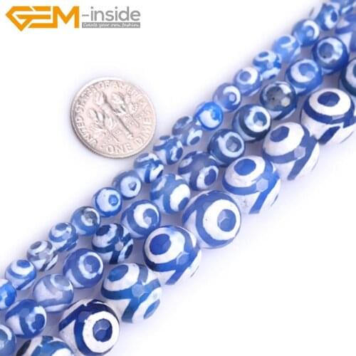 Natural stone blue Round agates Stone beads for Jewelry making strand 15 inch Semi-precious Gem stone bead for bracelet diy