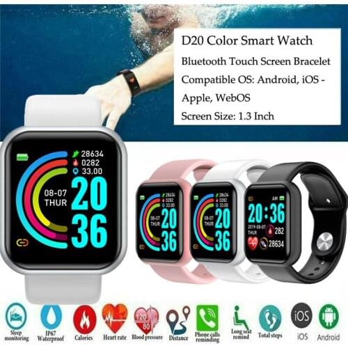 2020 New D20 Smart Watch Blood Pressure Heart Rate Monitor Fitness Tracker Bracelet Wristband For iOS Android