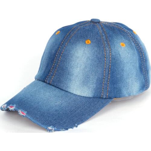 Solid Color Denim Hat Simple Leisure Baseball Cap Men Women Cowboy Cap Blue