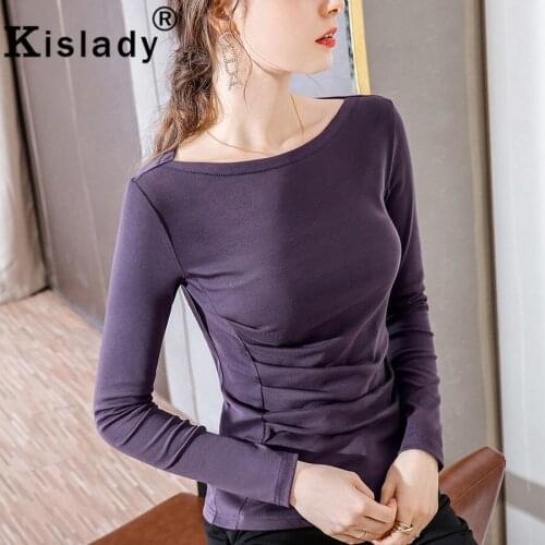 2020 Autumn Winter Womens Slash Neck Long Sleeve Gothic Shirt Sexy Patchwork OL Plus Size Shirt Korean Harajuku Fold Clothes