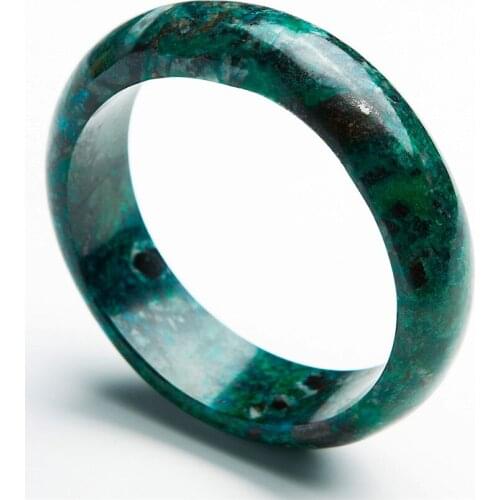 Genuine Natural Green Malachite Chrysocolla Gems Stone Round Charm Crystal Bangles For Women Inner Diameter 61mm
