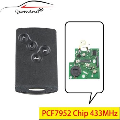 QWMEND 433MHz FSK Car Remote Key for Renault Megane III Fluence LagunaIII Scenic Clio Captur Smart Car Key PCF7952 Chip