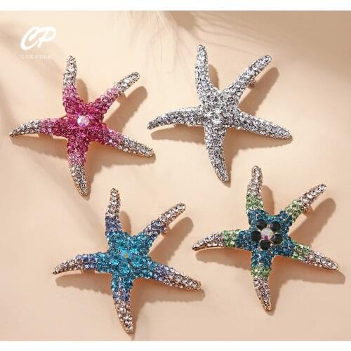 Lovely Colorful Full Rhinestone Starfish Brooch Pin Womens Wedding Party Clothing Accessories Brooches Collar Pin
