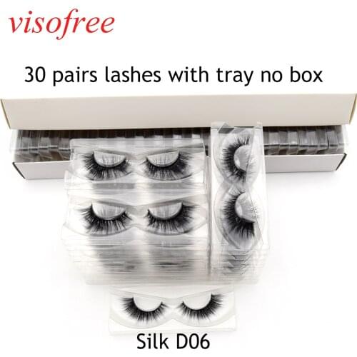 Visofree 30 Pairs/lot Thickness Soft Faux 3D Silk Lashes Eyelash Handmade Extensions Makeup False Lashes New Arrival Silk-D06