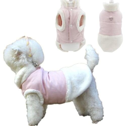 Luxury Soft Fur Dog Jacket Winter Windproof Pet Clothing Sleeveless Fur Cuff Cat Coat With D-Ring Harness Vest Jacket Outfit XL