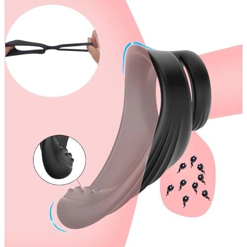 Silicone Penis Ring Scrotum Bind Cock Ring Adult Sex Toy for Men Erection Prostate Massage Dual Ring Delay Ejaculation Lock Ring
