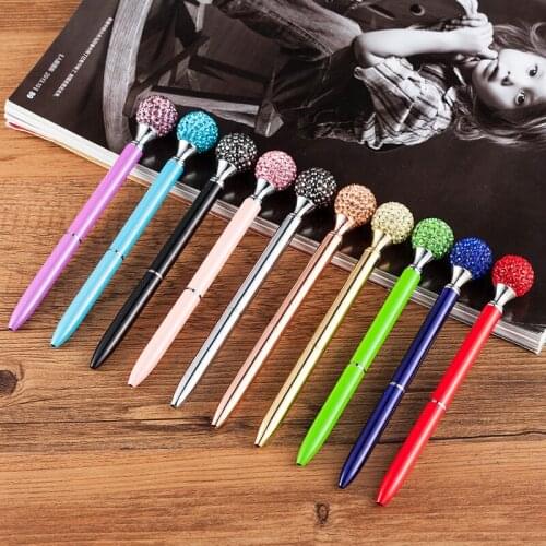 Cute Fashion Ball Drill Advertising Pen Diamond Pen Student Gifts Crystal Pen Oily Metal Ballpoint Pens Office School Supplies