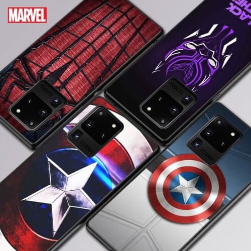 Marvel Superhero Logo For Samsung A01 11 21 21S 31 41 51 71 81 91 52 72 32 01 02 22 S10 20 5G Ultra Plus Black Soft phone Case