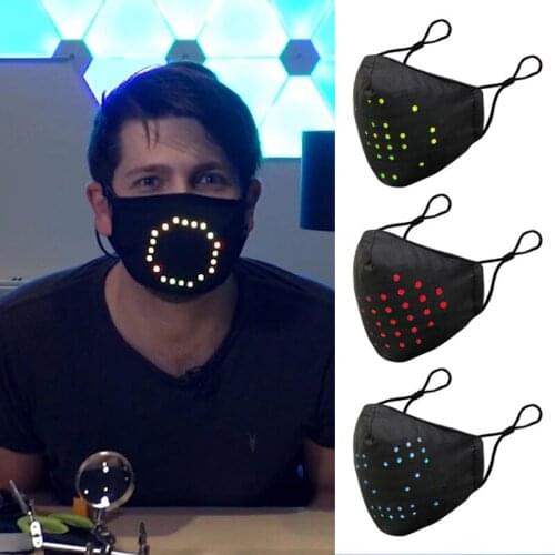 Voice Activated LED Face Cover USB Rechargeable Cotton Mouth Cover Breathable Party Supply JDH88