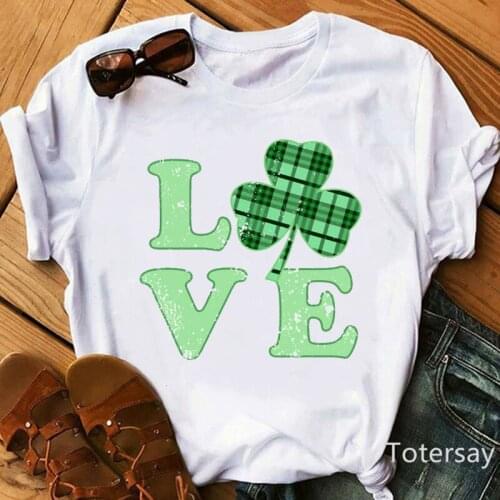 Women clothes2021 four-leaf clover love dog graphic print t shirt femme summer funny tshirt 90s humorous hip-hop white pink tops