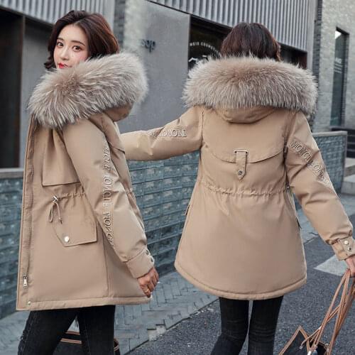 Three Wear Short Big Fur Collar Winter Parkas Womens Coat Detachable 2021 New Plus Size Down Padded Jacket Female Clothing