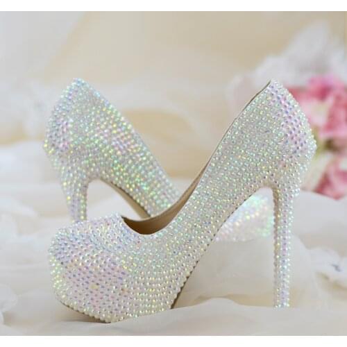 Womens wedding shoes woman High heels Pumps Bling Shining Platform shoes Ladies Party dress shoes New arrival fashion high shoes