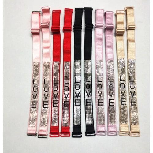 Womens Diamond Bra Shoulder Strap Bling inlaid LOVE Letters Masonry Diamond Shoulder Strap Lingerie Accessories Strap