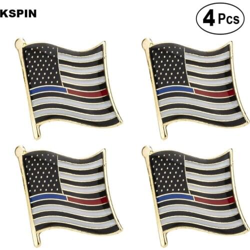 Thin Blue Red Line 1 Brooches Lapel Pin Flag badge Brooch Pins Badges 4pcs