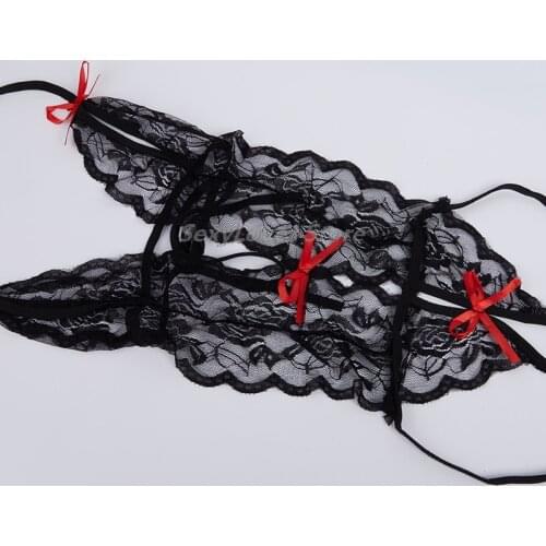 Sexy Lace Lingerie Siamese Perspective Three-Point Sleepwear Erotic Lingerie