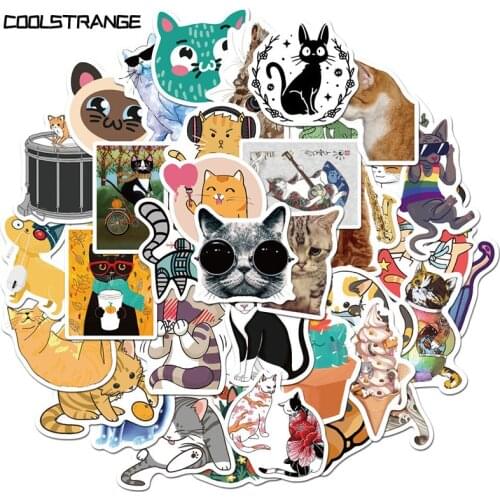 10/30/50Pcs Cat Tattoo Graffiti Stickers For Planner Scrapbooking Stationery Japanese Motorcycle Laptop Diary Helmet Stickers