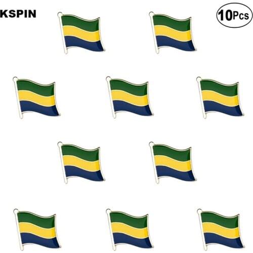 Gabon Flag Lapel Pin Flag badge Brooch Pins Badges 10Pcs a Lot