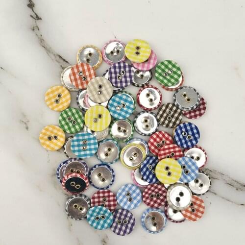 56 pcs/pack) 2 Holes Mix Colours Shape Check Cloth Buttons For Craft Sewing Scrapbook Handwork DIY Dress Home Decoration