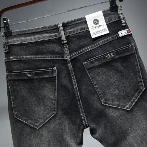 2020 Autumn Winter New Style High Quality Elastic Force Slim Fit Brand Pants Blue Light Blue Trousers Plus size 42 44 46