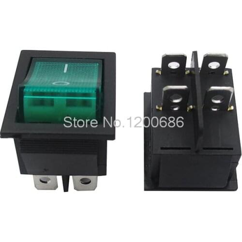 4 feet 16A 250V 31x25mm green with light switch KCD4 Rocker switch Rocker switch