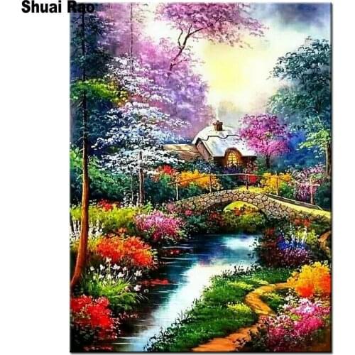 Diamond embroidery villa nature 5d diy diamond painting sale crystal diamond mosaic Full square round drill 3d rural landscapes