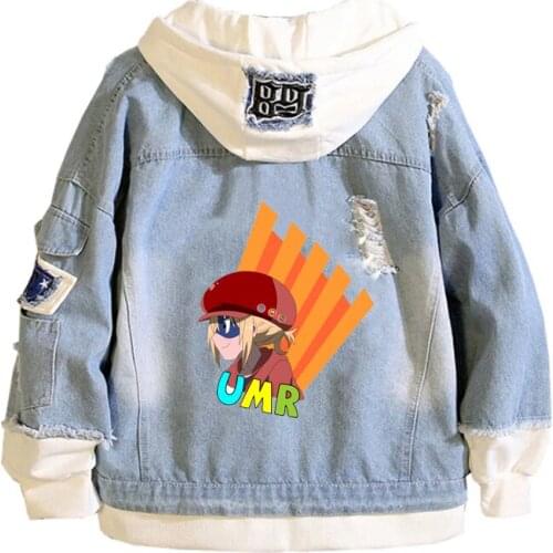 Anime Himouto! Umaru-chan Coat Teens cowboy Cosplay Jacket Men Women Casual Denim Hooded Loose coat Cartoon Hooded