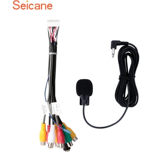 Seicane Car Radio RCA Output Wire Aux-in Adapter Support Microphone For Seicane GPS Multimedia Unit Player
