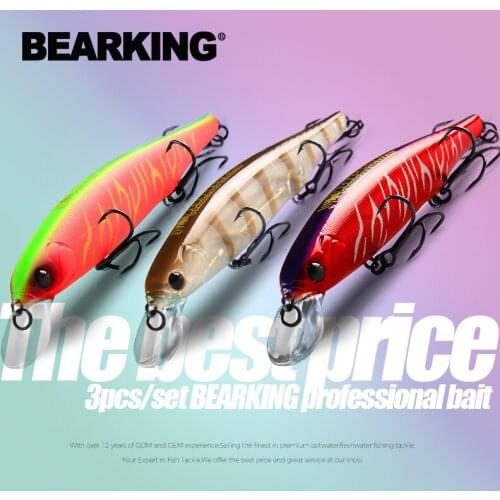 BEARKING best price 3pcs/set 11cm 15g dive 1.5m fishing gear shone lures minnow crank fixed weight wobbler bait isca artificial