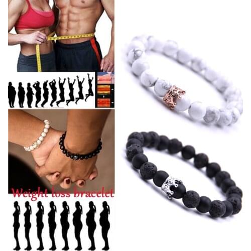 Body Slimming Weight Loss Anti-Fatigue Healing Bracelet Hematite Beads Stretch Bracelet Magnetic Therapy Bead Slim For Men Women