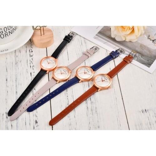 Korean fashion simple retro small round belt Woman watch students watches fresh temperament Womans WristWatch