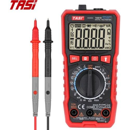TASI TA801A/B/C/D Digital Multimeter Mini Smart Ture Rms Ac Dc Ncv Auto Range Digital Multimeters Tester Ohm Hz Voltage Meter