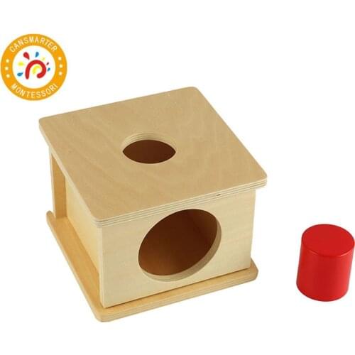 Montessori Kids Toy Wood Imbucare Box With Large Cylinder Preschool Training