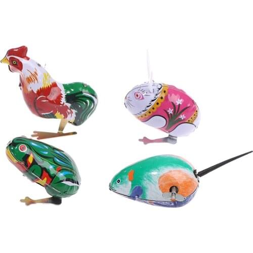 Kids Classic Iron Wind Up Toy Frog Rabbit Rooster Mouse Action Figures Toy For Children Kids Classic Toy