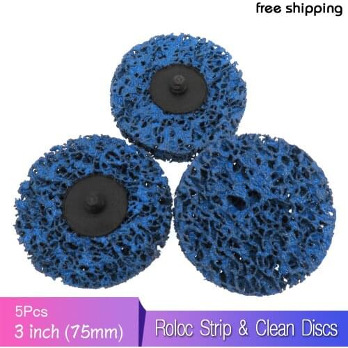 5PCS 3" 75mm Quick Change Roloc Easy Strip & Clean Discs Bule for Paint Rust Removal Auto Surface Prep