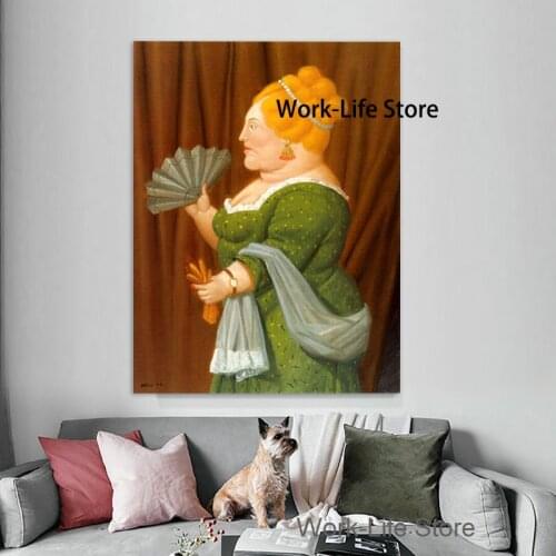 Famous Fat Art Noblewoman Canvas Paintings By Fernando Botero Posters and Prints Living Room Wall Art Mural Picture Decoration