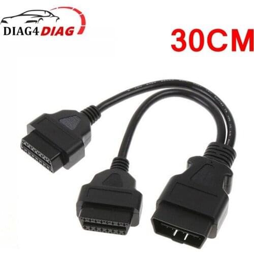 30cm OBD2 Extension Cable 30cm 1-2 16Pin Splitter Male to Dual Female 16 Pin Socket OBD II Cable Connector