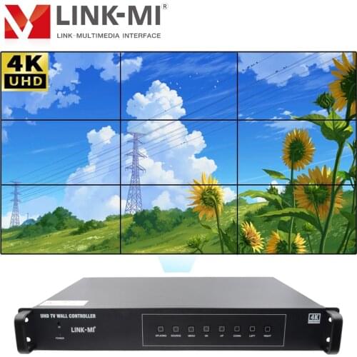 LINK-MI 4K60Hz 3x3 Video Wall Controller for 9 TV Displays 2x3 2x2 HDMI2.0 DP in PIP Mirror Flip Cut 90/180/270 degree rotation