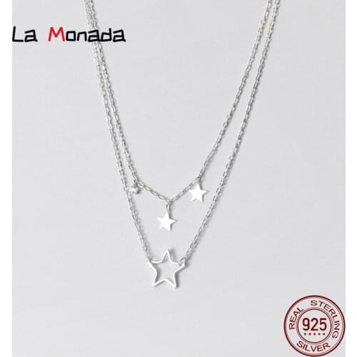 37cm+7cm Korean Female Necklace Silver Minimalist Women Jewelry Star Pendant Layer Silver Chain Necklace For Women On The Neck