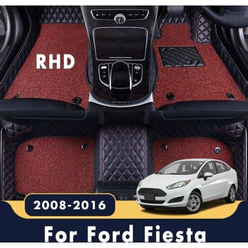 RHD Carpets For Ford Fiesta 2016 2015 2014 2013 2012 2011 2010 2009 2008 Car Floor Mats Double Layer Wire Loop Foot Pads Covers