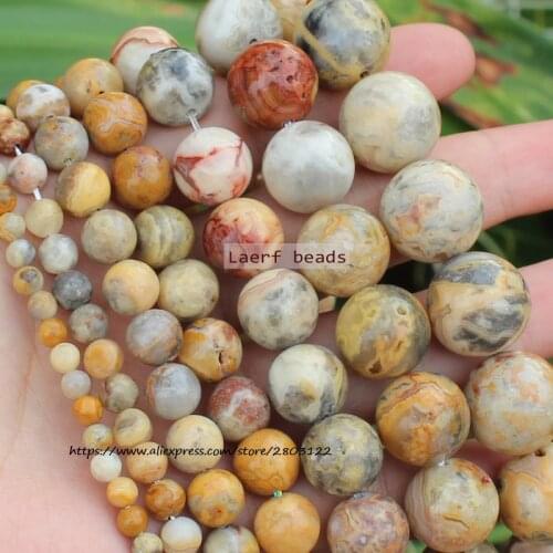 Fctory Price Natural Crazy Agates Round Spacer Loose Beads 15" / Strand 4-14MM Pick Size For Jewelry Making