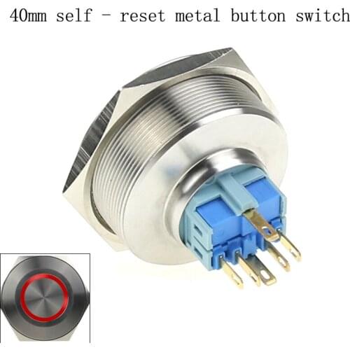 High quality 40mm metal button self-reset switch waterproof stainless steel color red green yellow blue white
