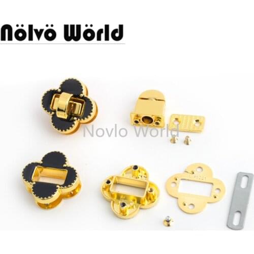 Nolvo World 2-10 pieces 4*30mm flower twist turn locks K gold Twist turn lock Cheap bag lock