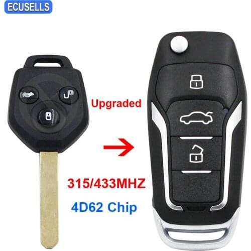 Upgraded 3 Button Folding Flip Remote Key Fob 315Mhz or 433Mhz Optional 4D62 Chip for Subaru Forester 2008 2009 2010 2011 2012
