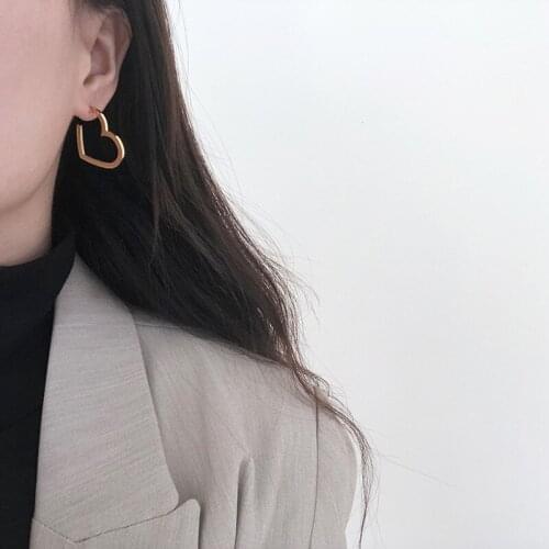 MODAGIRL Fashion Gold Silver Color Heart Earrings Minimalist Hoop Earrings Womens Stainless Steel Jewelry Free Shipping