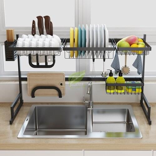 Multi Use Stainless Steel Dishes Rack Stready Sink Drain Rack Kitchen Oragnizer Rack Storage Rack Dish Shelf Strong Bearing