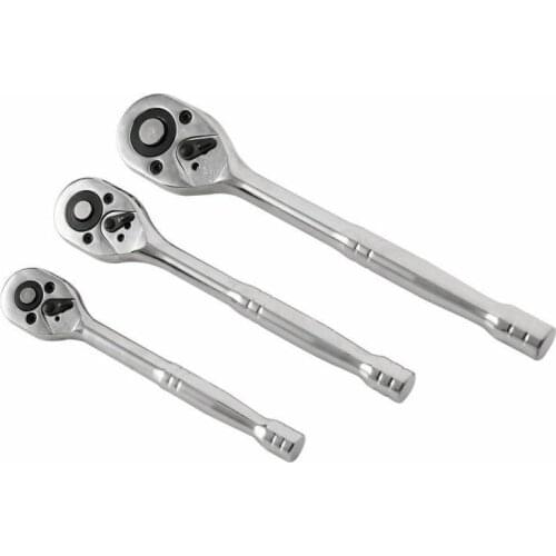 3Pcs Heavy Duty Quick Release Ratchet Handle Set 1/4" 3/8" 1/2" Carbon Steel Motorcycle Car Repair Hand-held Disassembly Tools